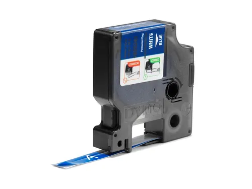 Labeltape Dymo Rhino 1805243 12mmx5.5m Vinyl Wit Op Blauw