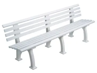 Kunststofbank 740x2000x380mm Zit H 440mm 9 Latten 3 Pootstellen Wit - 2