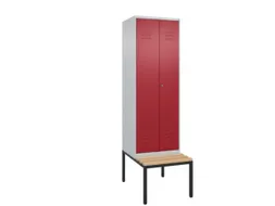 PBM-locker met bank,HxBxD 2120x600x815mm,2vak,vak B 300mm,cil.-slot