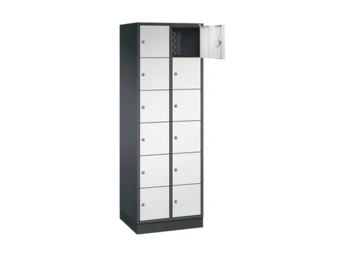 lockerkast,RAL 7021/RAL 7035,HxBxD 1950x620x500mm,2x6vakken,cil.-slot
