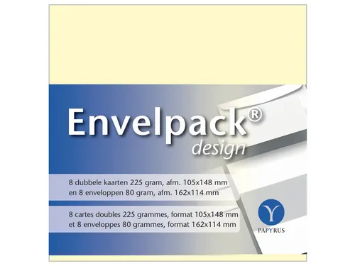 Dubbele kaart Papyrus Envelpack Design C6 114x162mm ivoor 894430 8 st