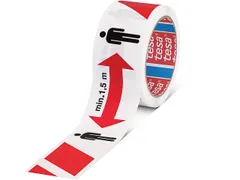 Tesa Vloermarkeringstape Houd Afstand 50mx50mm Rood Wit