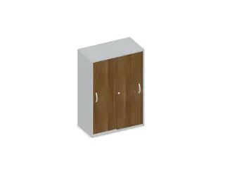 Schuifdeurkast 1150x800x430mm Romp Lichtgrijs Decor Front Noten - 1