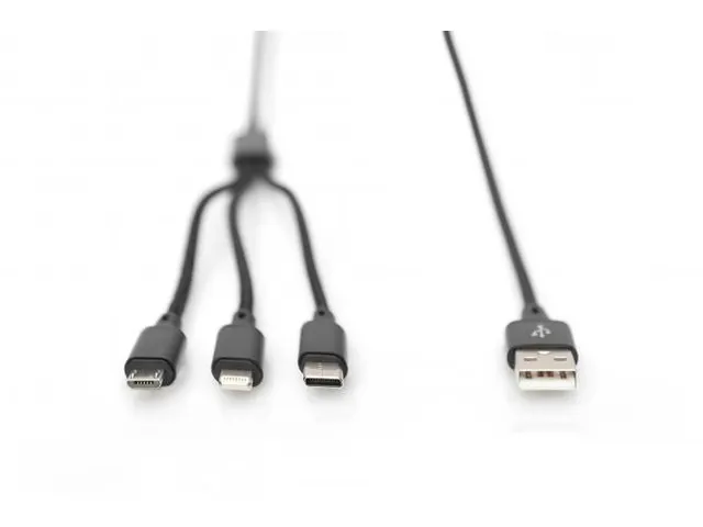 USB-oplaadkabel 1m 3-in-1 Kabel Nylon Gevlochten Zwart