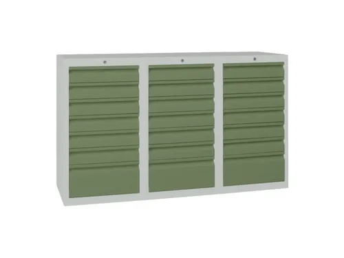 ladekast HxBxD 900x1500x500mm 21laden RAL7035 front RAL6011