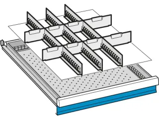 Indelingsmateriaal H 75mm 3gesleufde Lengteverdelers/8dwarsverdelers - 3