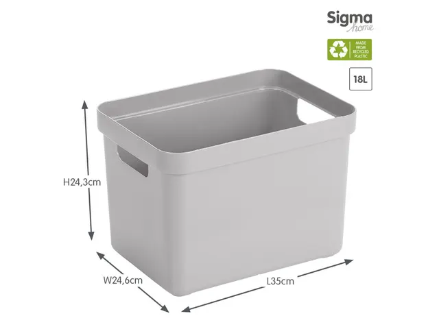 Sigma Home opbergbox 18L grijs - 35x24,6x24,3cm