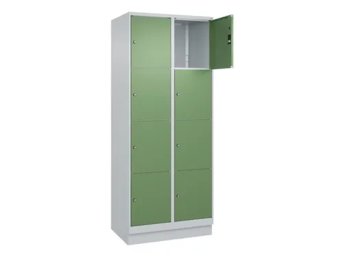 lockerkast,HxBxD 1950x800x500mm,2x4vakken,vak B 400mm,cil.-slot,sokkel