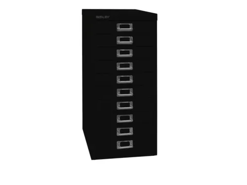 kantoor-ladekast HxBxD 590x278x380mm 10 laden romp + front zwart staal