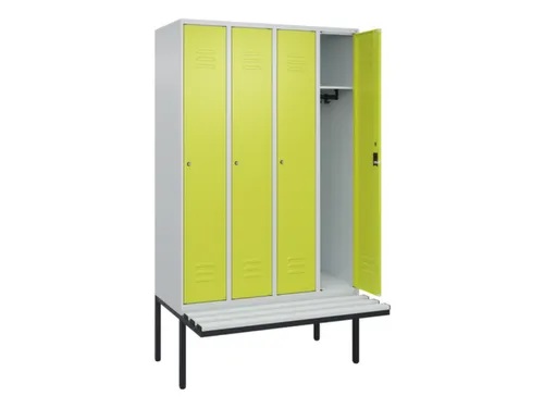 locker met bank,HxBxD 2120x1200x815mm,4vak,vak B 300mm,cil.-slot