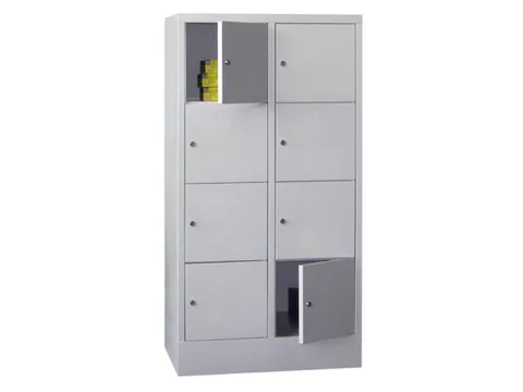 lockerkast,HxBxD 1518x800x500mm,2x4vakken,RAL7035,front RAL7035