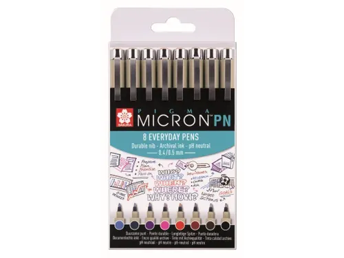 Fineliner Sakura Pigma Micron 0.4mm blister à 8 stuks assorti