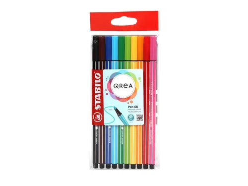 Viltstift STABILO Pen 68/10 Qrea Medium 10 stuks assorti