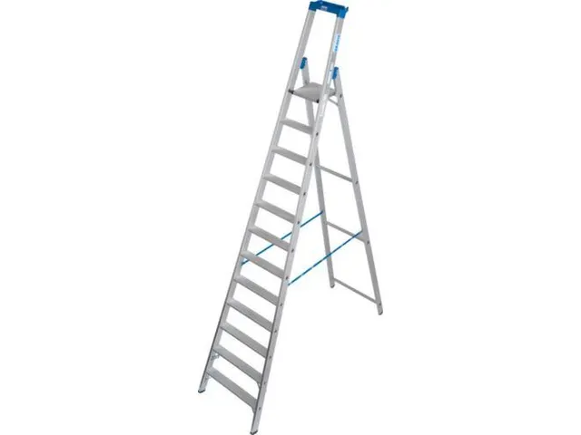 industriële ladder,eenzijdig,12treden m. R13-laag,treden met profiel