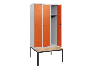 locker met bank,HxBxD 1950x900x815mm,3vak,vak B 300mm,cil.-slot - 2