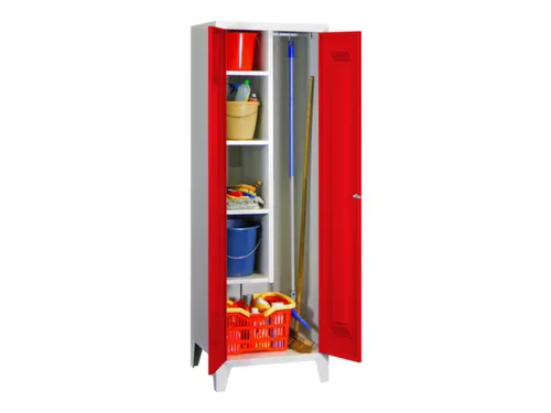 Schoonmaakkast HxBxD 1850x600x500mm Klink Poten RAL7035 Front RAL3000