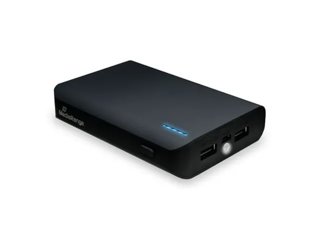 MR752 Powerbank 8.800mAh met LED-zaklamp 2x USB-A Zwart