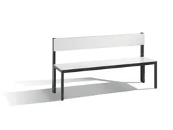 omkleedbank,HxLxD 796x1500x407mm,HPL wit,frame staal RAL7021,leuning