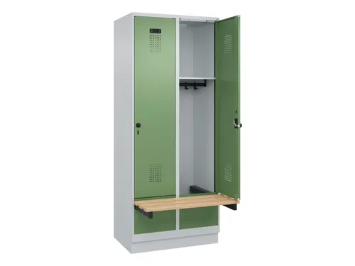 locker met bank,HxBxD 1950x800x815mm,2vak,vak B 400mm,draaigrendel