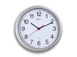 Wandklok MAUL Run RC Ø25x5cm kunststof zilver/wit incl batterij