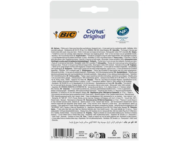 Balpen Bic Cristal M blister 10 stuks blauw