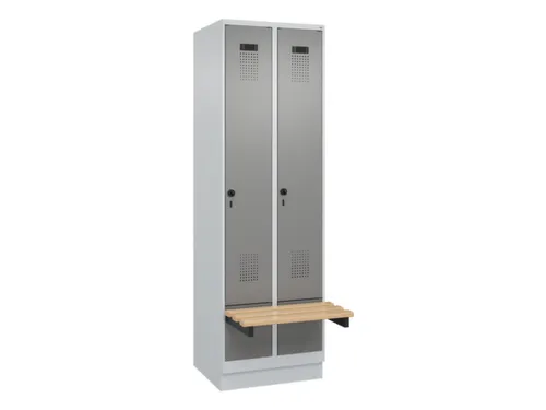 locker met bank,HxBxD 1950x600x815mm,2vak,vak B 300mm,draaigrendel
