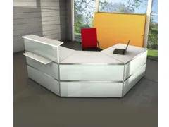 Balie Compleet 2350x2500mm Met 2 Hoeken Tassenplank Glazen Front Wit