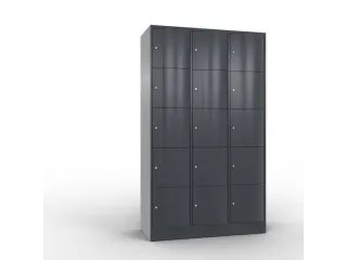 lockerkast cil.slot 1950x1150x540mm 3x5 vakken RAL7021 front RAL7021 - 1