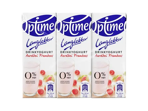 Drinkyoghurt Optimel Langlekker aardbei framboos 20cl