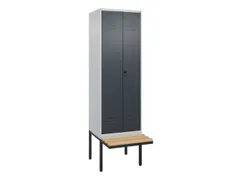 PBM-locker met bank,HxBxD 2120x600x815mm,2vak,vak B 300mm,draaigrendel