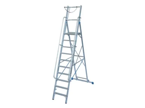 verrijdbare treden-platformladder eenzijdig 10treden stand H 2 35m