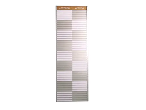 Menoor In-Uit bord 45 namen Aluminium Aanwezig/Afwezig Houtlook