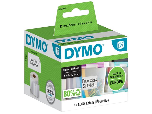 Etiket Dymo 11354 Labelprint 57x32mm verwijderbaar S0722540 | LabelprinterEtiketten.be