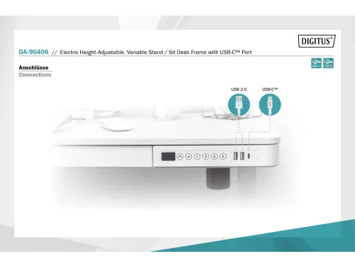 Elektrisch Verstelbaar Bureau 120x60cm USB Wit