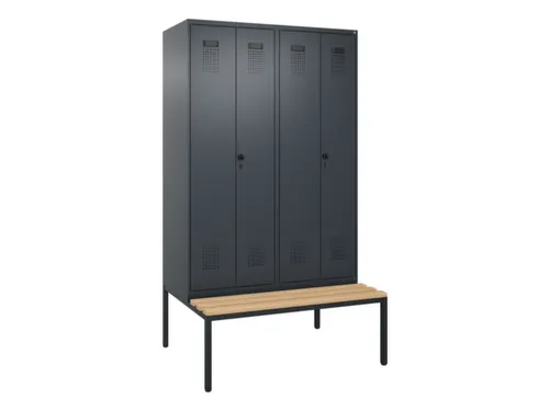 PBM-locker met bank,HxBxD 2120x1200x815mm,4vak,vak B 300mm