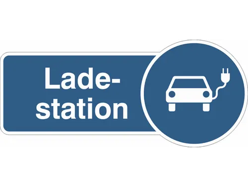 uithangbord,"Laadstation",aluminium,blauw/wit,om te verlijmen