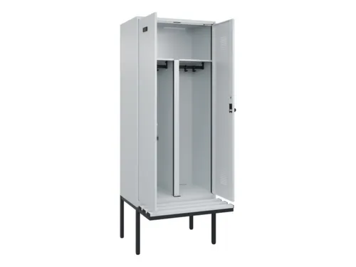 PBM-locker met bank,HxBxD 2120x800x815mm,2vak,vak B 400mm,draaigrendel