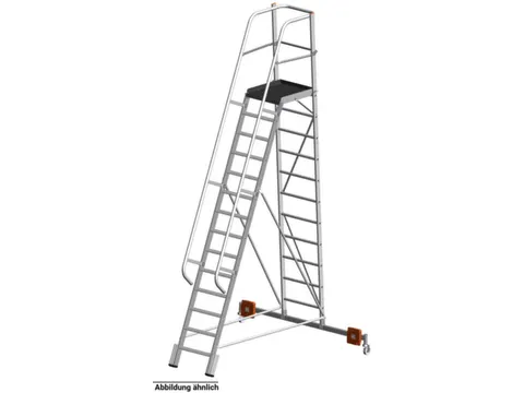 verrijdbare treden-platformladder,eenzijdig,10trede(n),stand H 2,35m