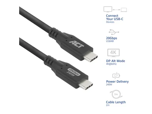 Kabel ACT USB-C 4.0 20Gbps 2m