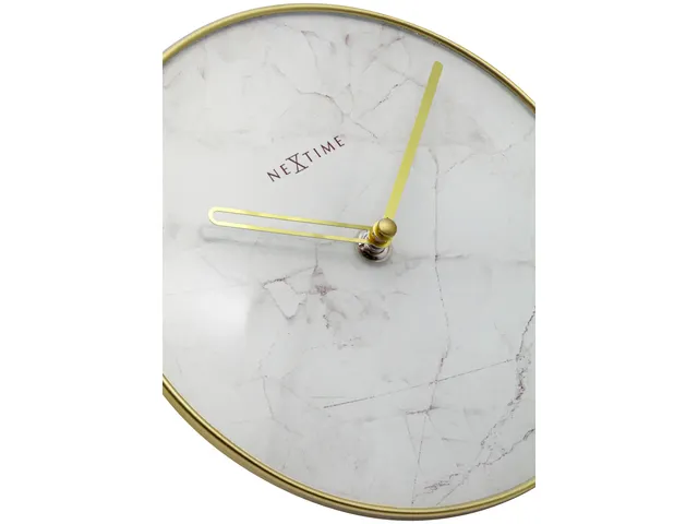 Tafelklok Ø 20cm Glas / Metaal Wit 'Marble'