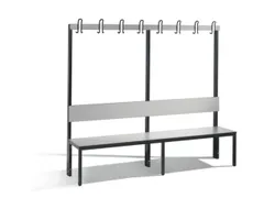 omkleedbank,HxLxD 1710x2000x407mm,HPL zilvergrijs,frame staal RAL7021