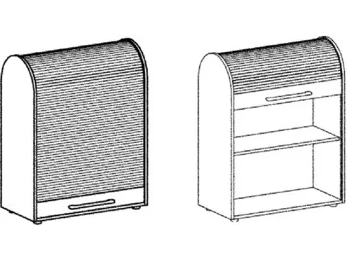 roldeurkast met verticale deur,HxBxD 1030x800x400mm,2xhouten vloer