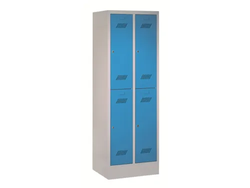 dubbeldekse locker,HxBxD 1850x600x500mm,2x2vak.,RAL7035,front RAL7016