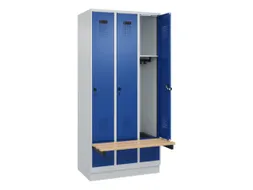 locker met bank,HxBxD 1950x900x815mm,3vak,vak B 300mm,draaigrendel