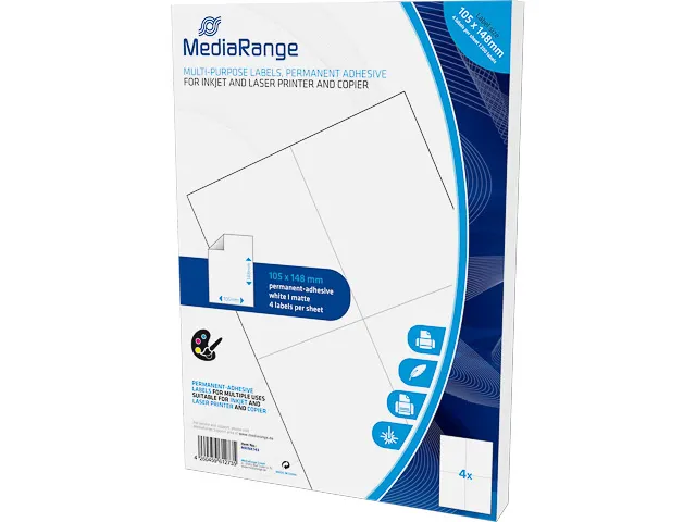 Mediarange Etiketten A5 (148X210Mm) 105X148Mm 200Stuk Wit