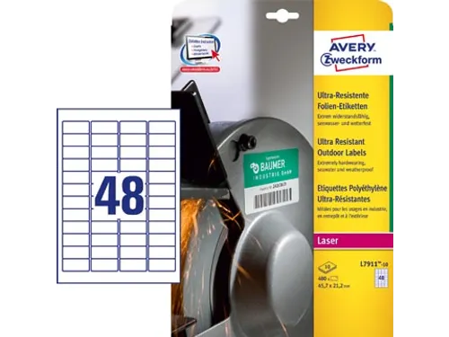Avery Zweckform Ultra Resistente Etiketten 45.7x21.2mm wit 480 Stuks