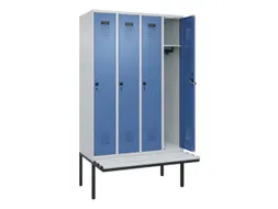 locker met bank,HxBxD 2120x1200x815mm,4vak,vak B 300mm,draaigrendel