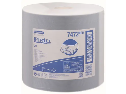 Wypall 7472 L20 poetsdoek rol 1-laags blauw 380 meter