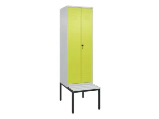 PBM-locker met bank,HxBxD 2120x600x815mm,2vak,vak B 300mm,draaigrendel - 1