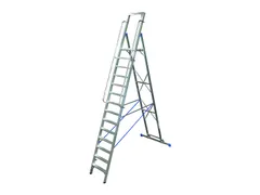 verrijdbare treden-platformladder eenzijdig 14treden stand H 3 3m